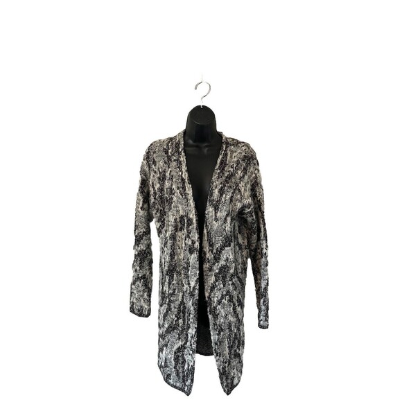 Lucky Brand Cardigan Sweater Womens Size Small Black And White Open Wool Blend - Picture 1 of 8